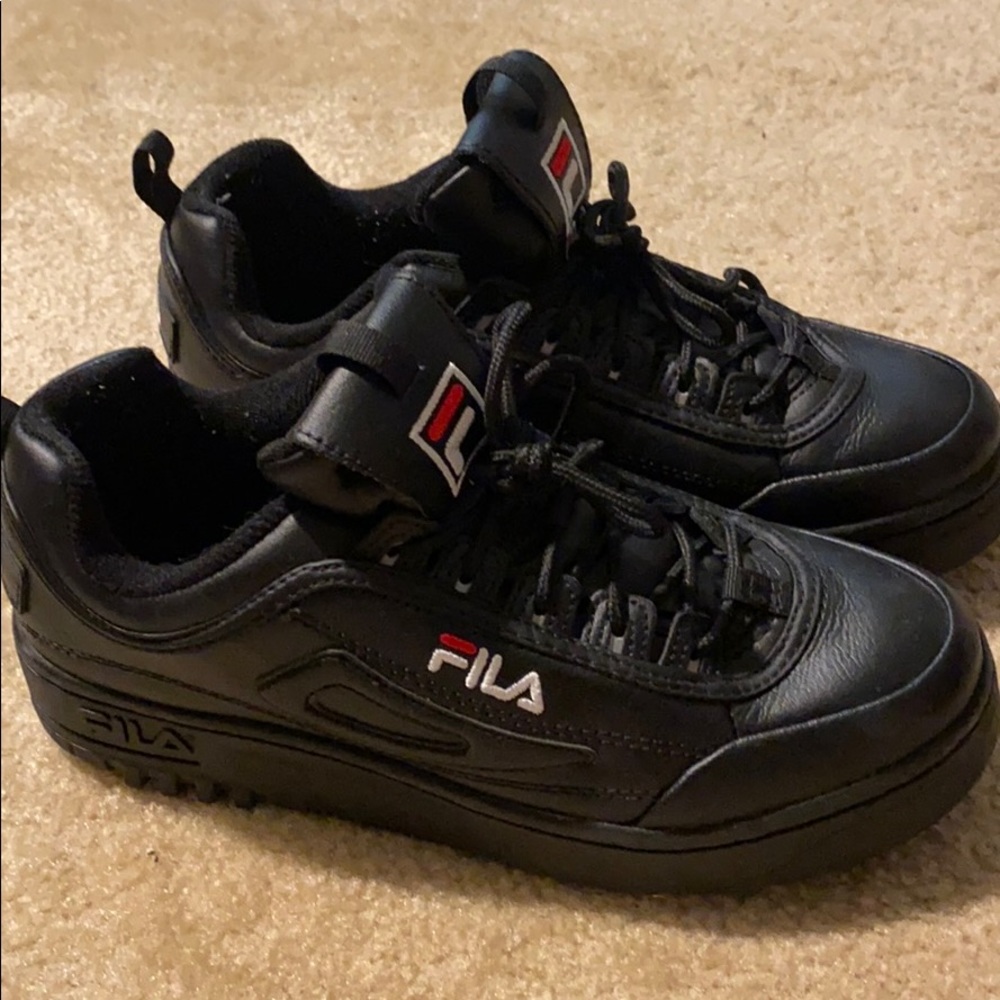 Black Chunky Platform Fila Sneakers